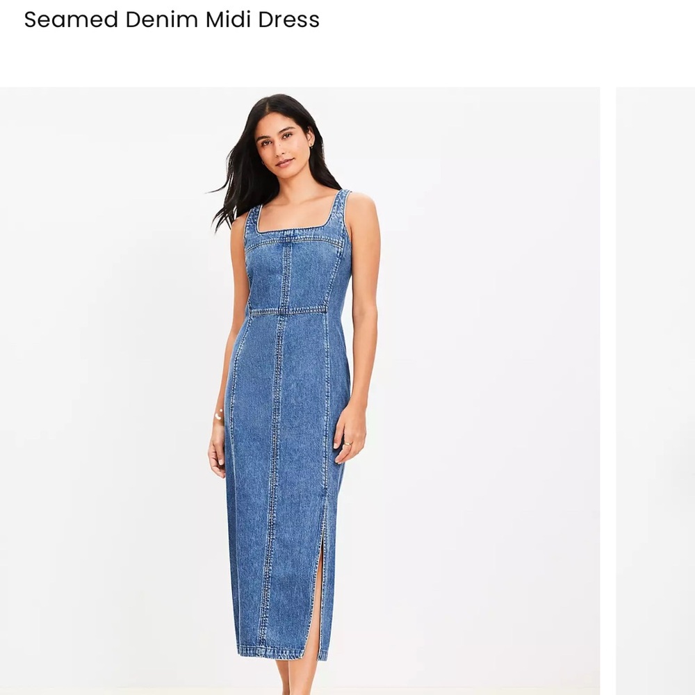 LOFT Blue Sheath Midi Dress with Slit